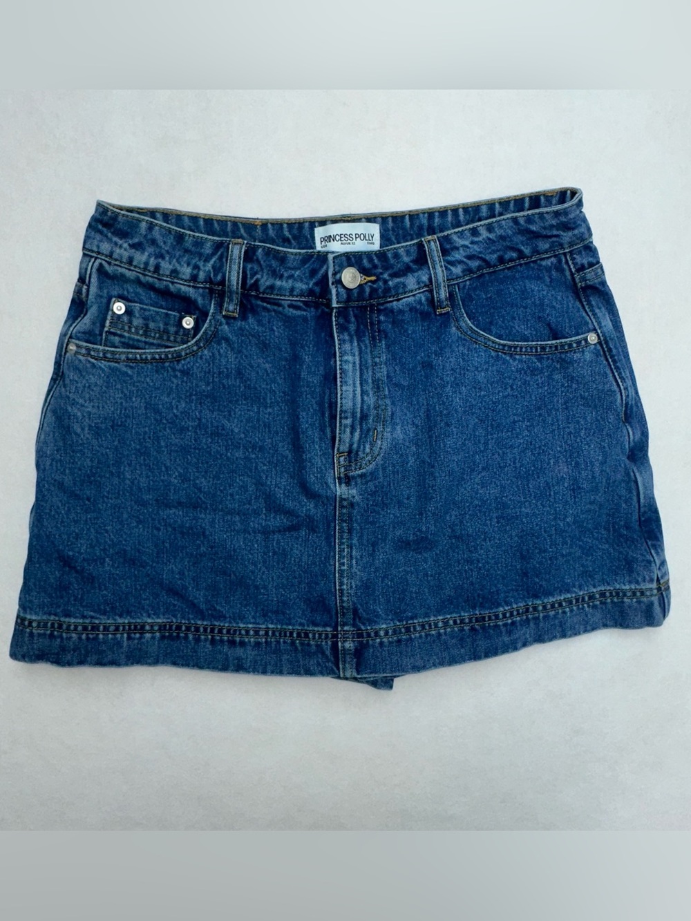 Princess Polly Denim Skort Mini Medium Wash US Size 8 Cute Classic 90s Y2K Retro